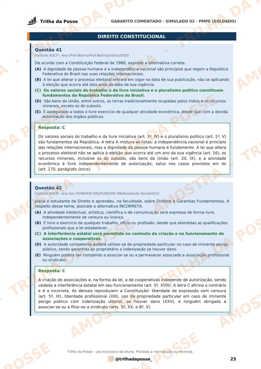 Gabarito comentado · resolução das questões 41 e 42